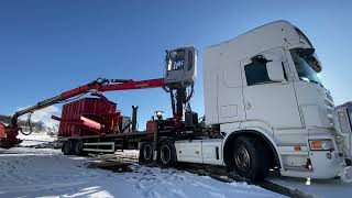 Scania R500 LA med hogstmaskin og fliskutter Sattelzugmaschine + Plattform Auflieger | Bild 4 - Autoline