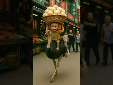 small baby monkey rio and ostrich frendship story ❤️