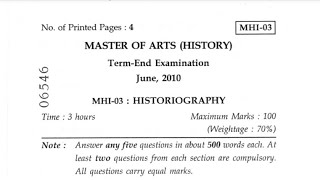 MHI 03 Previous Year Paper - Historiography  #ignou #mhi #juneexam2022