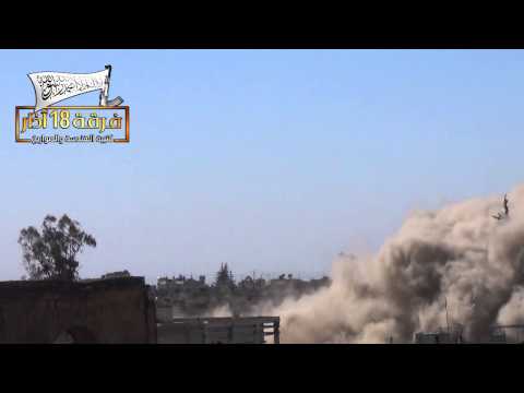 استهداف مقرات حزب الله في مدينة بصرى الشام في درعا من قبل فرقة 18 آذار