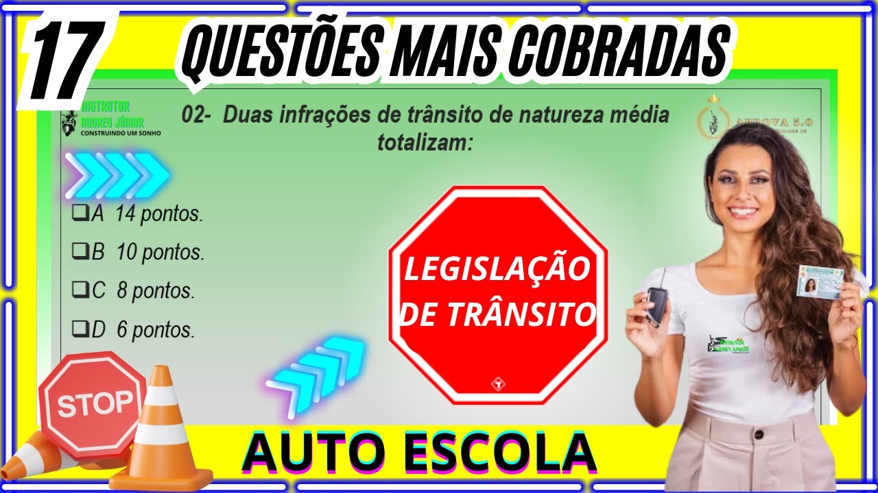 17 QUESTÕES ATUALIZADAS da prova do DETRAN, SIMULADO DO DETRAN 2024