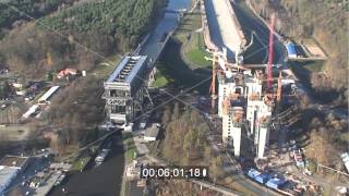 preview picture of video 'Baustelle vom Neubau des Schiffshebewerk Niederfinow Nord im Bundesland Brandenburg'