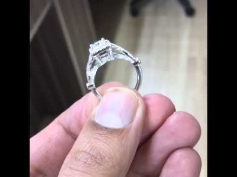 ER-SOLD-246 - 1.76 Ct. G-VS2 GIA Certified Princess Cut Diamond Engagement Ring 18k Pave Halo