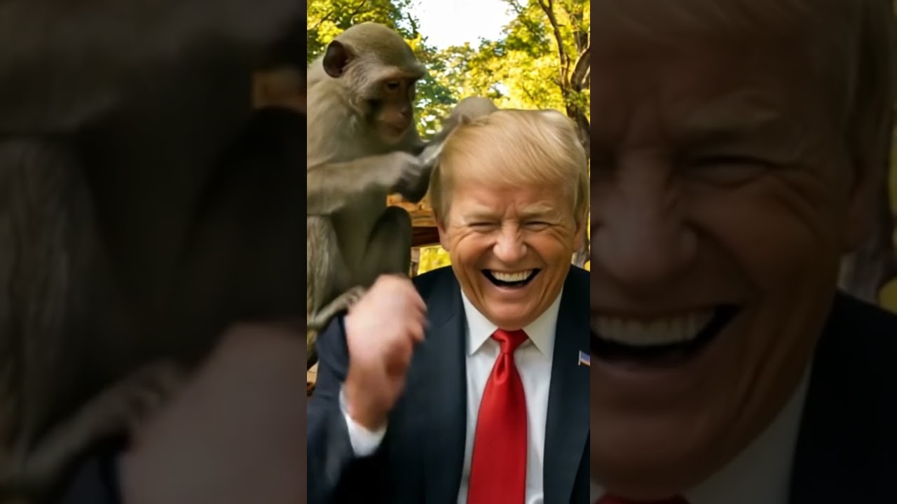 Trump Gets a Haircut from a Jungle Monkey?! 🐒✂️ | AI Parody | #Trump #FunnyShorts #AIhumor