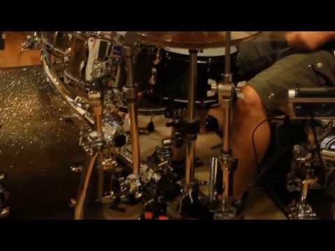 Brian Doerner drumming at a drum workshop on July 12th 2012 in Wellesley, Ontario at Hometown Videos