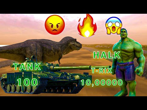 10,000 T-Rex vs. Tanks vs. Hulk – Epic Triple Threat Battle Simulation!