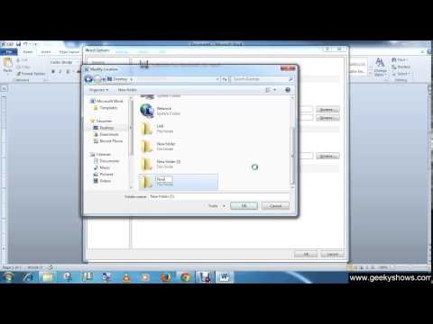 Microsoft Office Word 2010 Change Default Document Folder Location