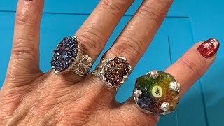 Soft Soldered Adjustable Filigree Gemstone Rings
