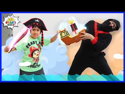 Ninja vs Pirate Ryan! Searching for the Pirate Ship with Treasures!