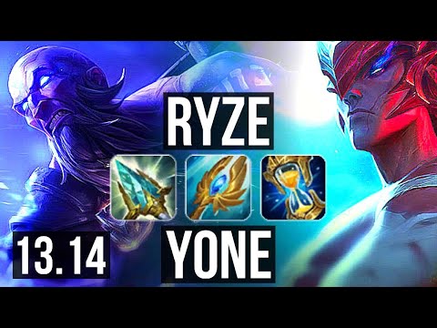 RYZE vs YONE (MID) | Rank 7 Ryze, Godlike | EUW Challenger | 13.14