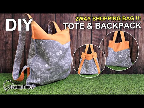 DIY EASY 2WAY SHOPPING BAG 가방만들기 | How to make a tote & backpack | Reusable Market Bag [sewingtimes]