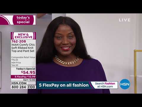 IMAN Comfy Chic Soft Ribbed Knit Top and Pant Set