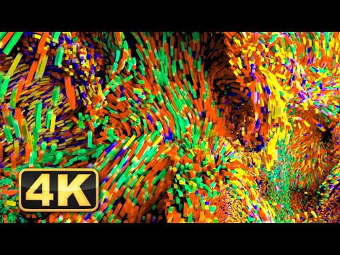 4K Abstrakte Partikel Vortex: Farbenfrohe Reise durch abstrakte Bewegung. Bildschirmschoner für Medi