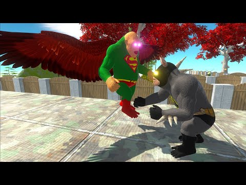 GREEN SUPERMAN GORO VS HULK GORO & BATMAN T-REX DEATH RUN - Animal Revolt Battle Simulator