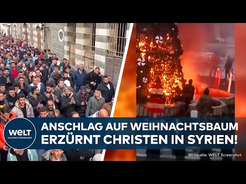 Video Thumbnail: SYRIEN: Brennender Weihnachtsbaum empört Christen! Übergangsregierung verspricht Schutz!