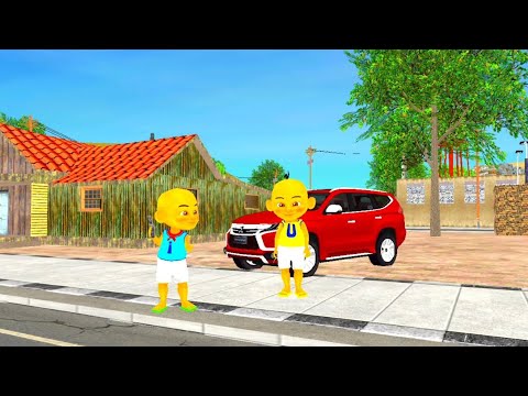 Upin ajak ipin aksi loncat dari puncak bawa mobil pajero 🤣