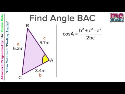 Using the Cosine Rule to Find Missing Angles - Advanced Trig - Tutorial / Revision (6/8)
