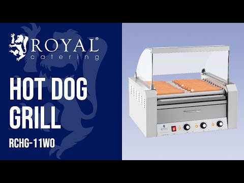 Videó - Hot Dog Grill - 11 görgő - Hőfiók - Rozsdamentes acél
