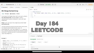 YouTube video 'Day 184: LeetCode Problem 88. Merge Sorted Array - Swift'