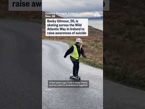 Becky Gilmour, 26, is skating across the Wild Atlantic Way in Ireleand to raise awareness of suicide