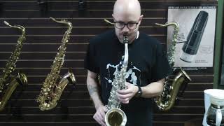 Video thumbnail for Saxquest - Late Conn 6M Naked Lady in Matte Silver Plate by SaxquestShop