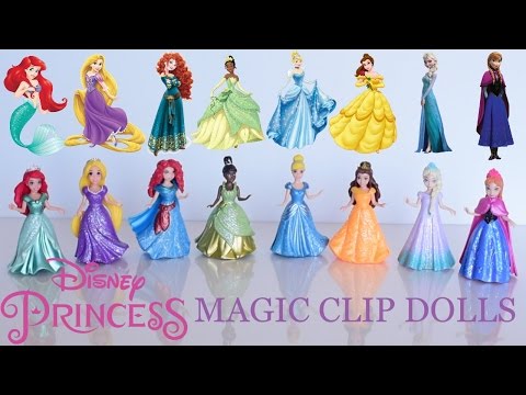 DISNEY PRINCESS MAGIC CLIP DOLLS ❤ Play Dress Up ❤ Unboxing Toy Review Video