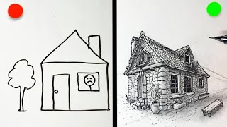 Dessin facile à faire : Une Maison avec 2 points !