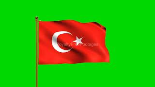 Turkey National Flag | World Countries Flag Series | Green Screen Flag | Royalty Free Footages