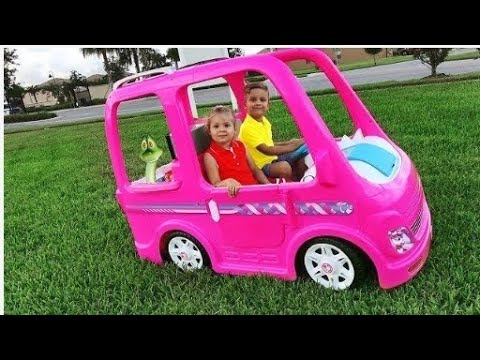Diana and her Barbie car - Camping adventure