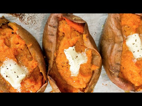 Twice Baked Sweet Potato Recipe - How to make Baked Sweet Potatoes| Let's Eat Cuisine