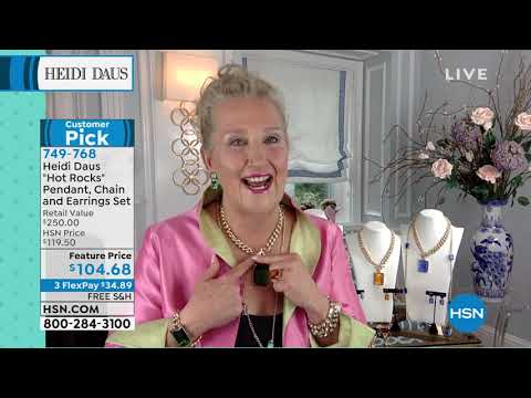 Heidi Daus "Hot Rocks" Pendant, Chain Necklace and Earri...