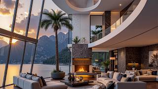 Soothing Jazz Background At A Luxury Lakeside Villa - Soft Jazz The Forest For Relaxation, Studying