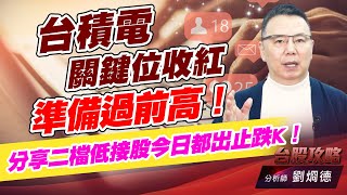 台積電關鍵位收紅，準備過前高！ 分享二檔低接股今日都出止跌K！｜台股攻略｜劉烱德 (圖)