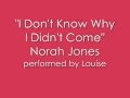 Norah Jones - I Don't Know Why I Didn't Come ...