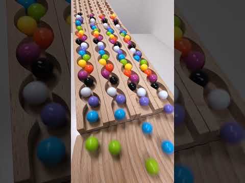 marble Run Race ASMR #217 Wooden Wave Course Colorful Marbles   #marblerun #marblerunrace #asmr