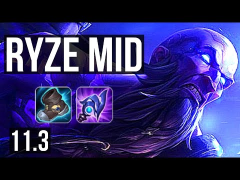 RYZE vs AZIR (MID) | Rank 3 Ryze, 5/1/8 | KR Challenger | v11.3