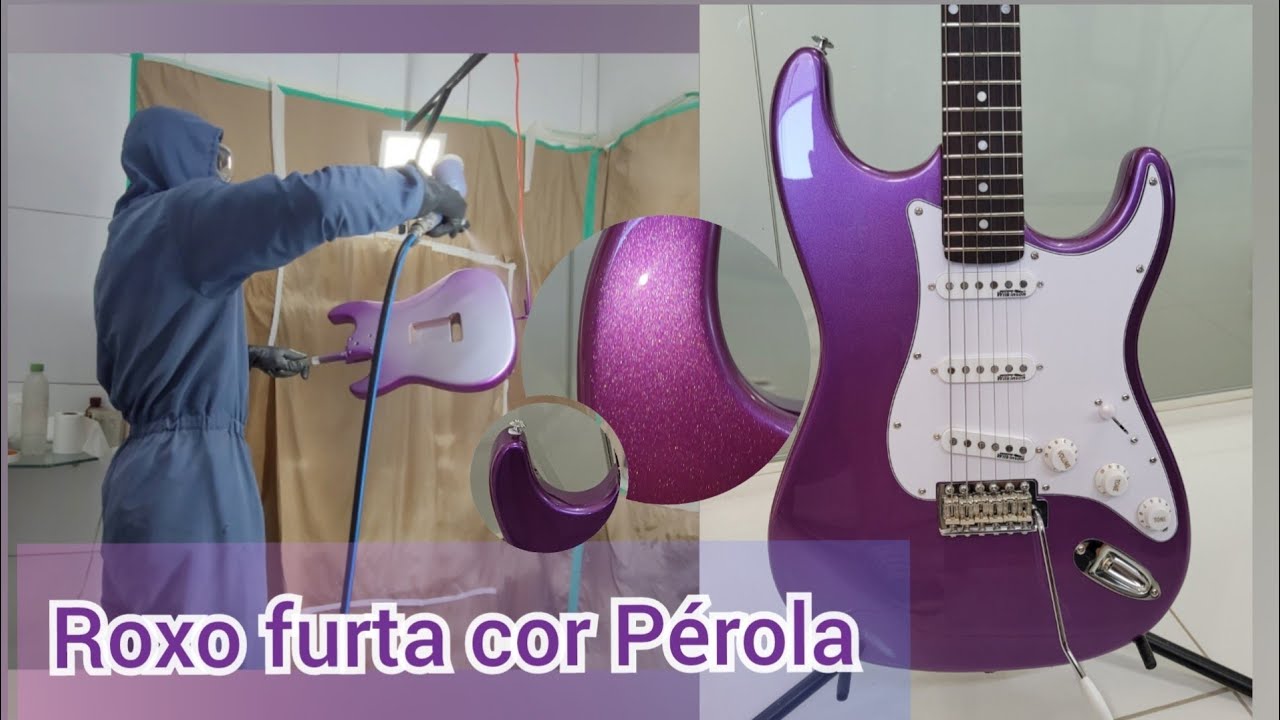 Guitarra Strato Pintura Roxo Furta cor Pérola