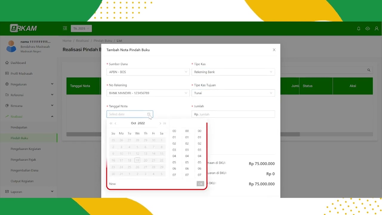 9.5.3. Fitur Realisasi Pindah Buku