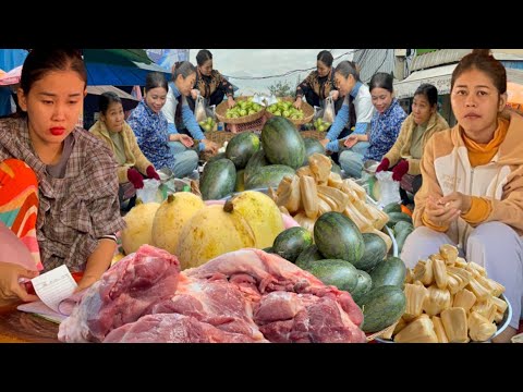Amazing Cambodian Wet Market Food Scenes & Lively Fish, Fruits, Dancing, People Activities & Food