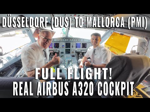 AIRBUS COCKPIT FULL FLIGHT! TO PALMA DE MALLORCA  🇪🇸 (PMI) FROM DÜSSELDORF 🇩🇪 (DUS) REAL AIRPLANE!