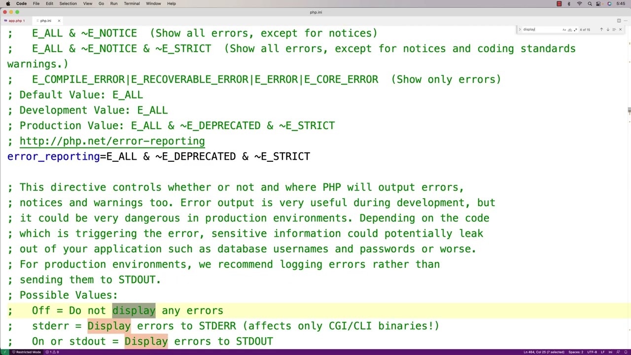 Turn On PHP Errors When Using XAMPP