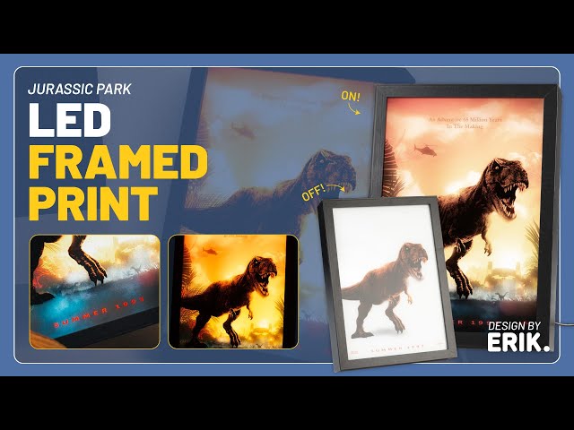 Vídeo relacionado con Grupo Erik Cuadro Jurassic Park - Marco Jurassic World Rebirth, Decoracion habitacion con LUZ LED | Lampara escritorio - Regalo Merchandising Oficial : 3 Tonos Luz y 5 Niveles Brillo, 20x28cm