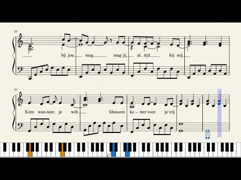 MAG IK DAN BIJ JOU - CLAUDIA DE BREIJ - Piano tutorial (met lyrics) FREE SHEETS