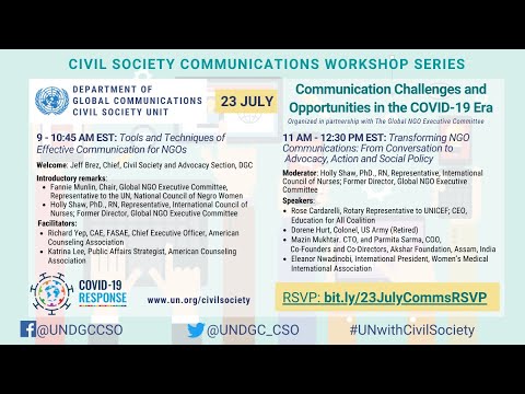 Civil Society Communications Workshop Series: Communication Challenges and Opportunities in the COVID-19 Era - 23 July 2020 | Nações Unidas