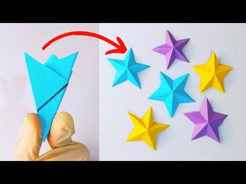 Perfect shape paper star in one cut | 3d star craft |Diy  paper star | Easy paper star- DIY