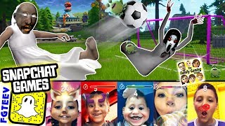 SNAPCHAT FILTER GAMES! FGTEEV Family Gaming Challenge (Football & Granny Slendrina Soccer Day Vlog)