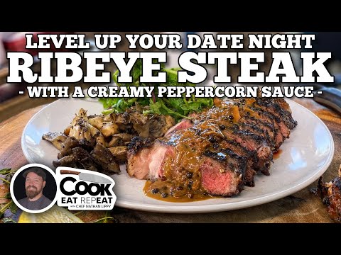 Date Night Ribeye Steak with a Creamy Peppercorn Sauce