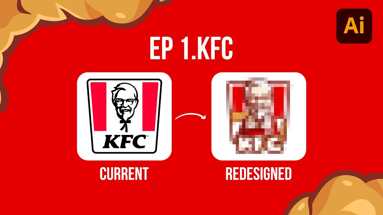 REDESIGNING FAMOUS LOGOS | EP.1 KFC Transformation #logodesign #branding #illustration #kfcchicken