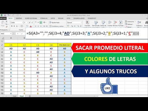 HOW TO AVERAGE GRADES IN LETTERS OR LITERAL (A-D-A-B-C) AND PUT A DIFFERENT COLOR STEP BY STEP
