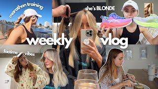 weekly vlog: let's start marathon training, facetime vibes, she's BLONDE (again) running chats